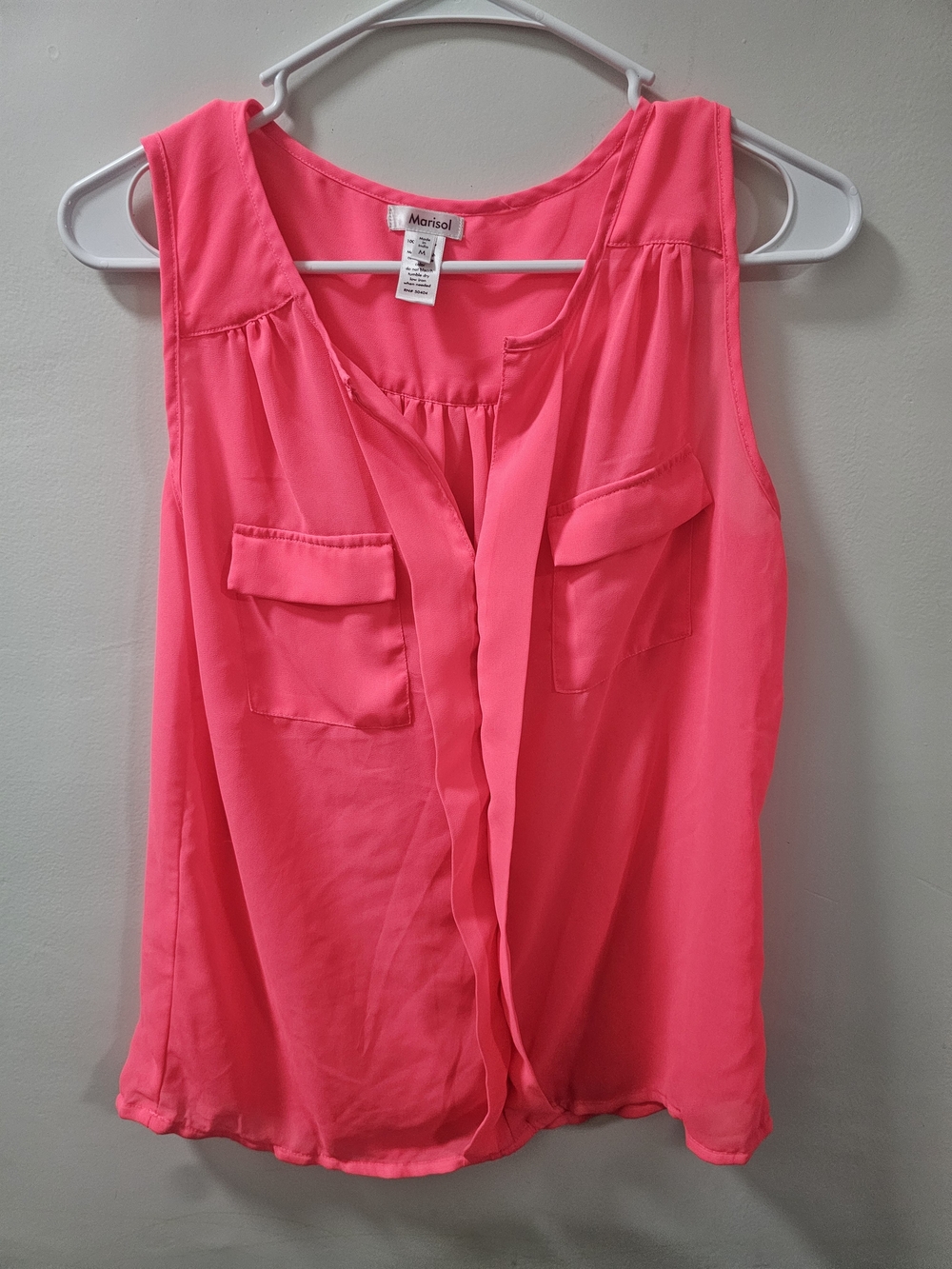 Marisol Sleeveless Neon Pink Blouse – Size Medium